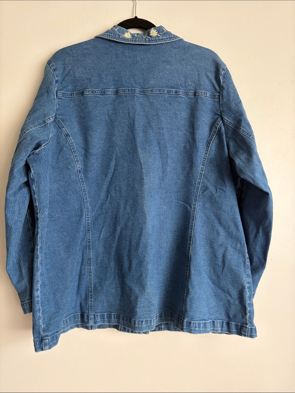 Denim Jacket with Floral Embroidered Collar - Picture 3 of 5